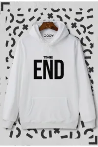 The End Baskılı Beyaz Kapüşonlu Sweatshirt-alttext1