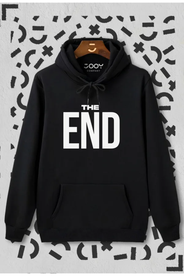 The End Baskılı Siyah Kapüşonlu Sweatshirt - S-alttext1
