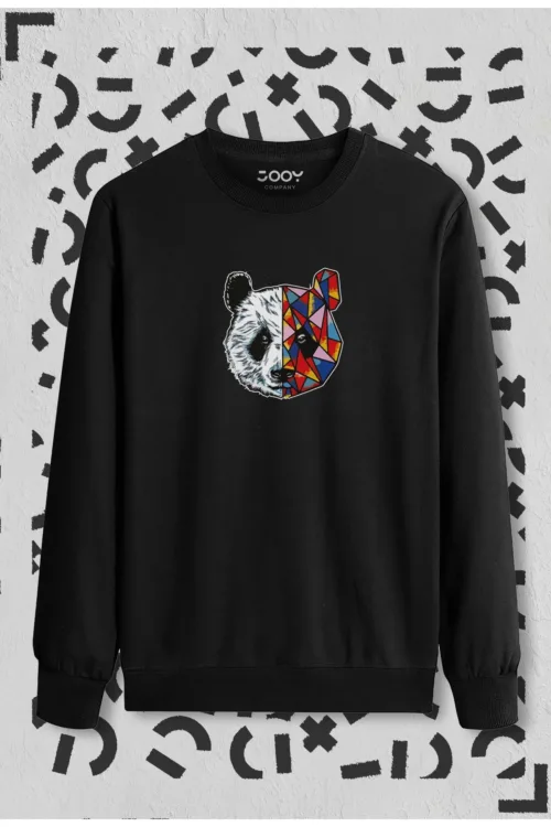 Tokyo Panda Baskılı Bisiklet Yaka Sweatshirt