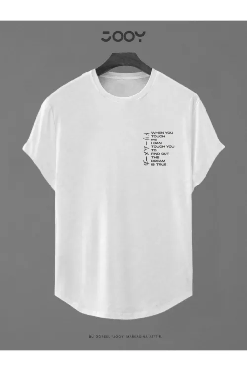 Touch Me Baskılı Slim Fit Oval Kesim T-Shirt