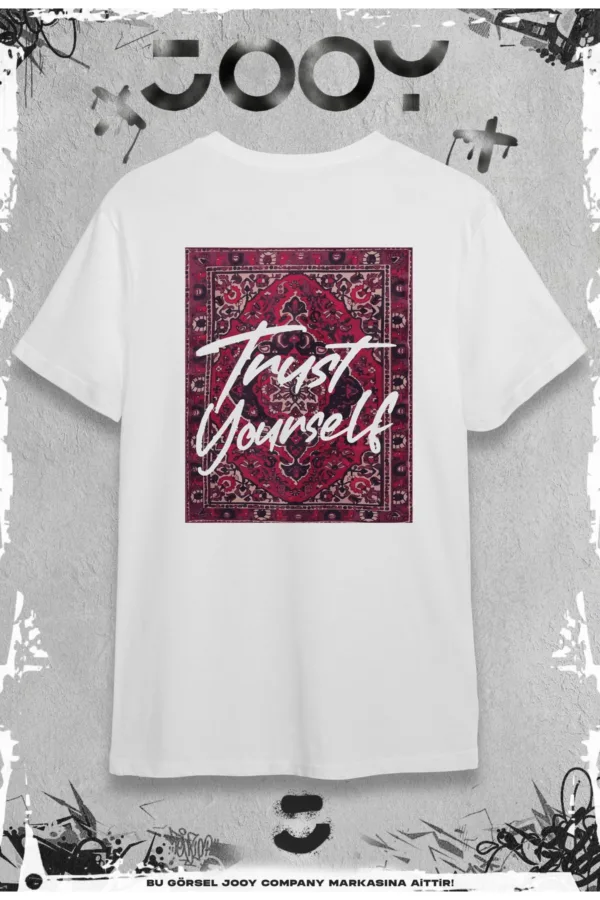Trust Yourself Halı - Kilim Tasarım Beyaz Oversize Tshirt - M-alttext1