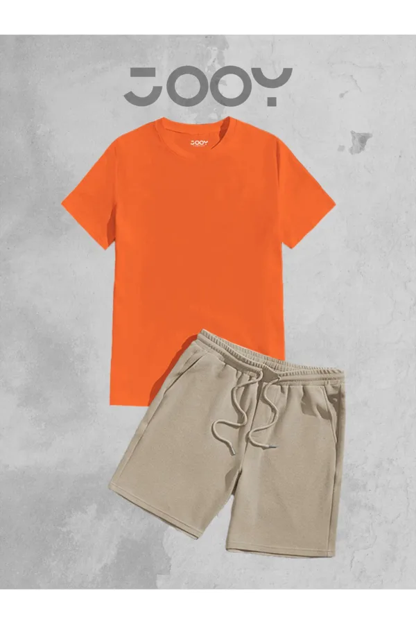 Turuncu Orange Oversize Tshirt - Bej Penye Şort Takım - L-alttext2