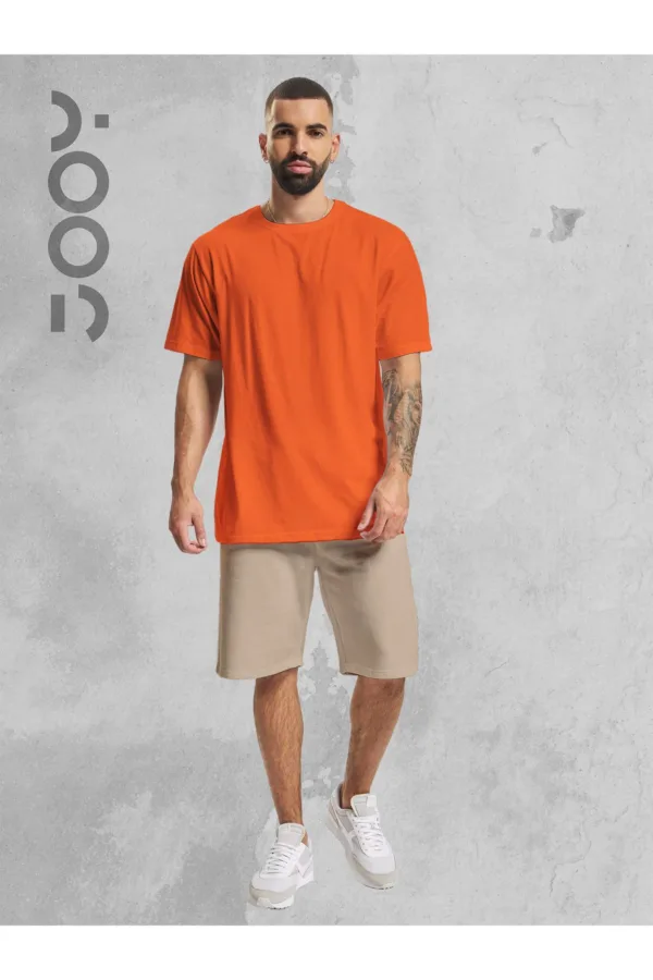Turuncu Orange Oversize Tshirt - Bej Penye Şort Takım - L-alttext1