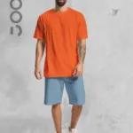 Turuncu Orange Oversize Tshirt - Mavi Penye Şort Takım - S-alttext1