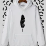 Tüy Baskılı Beyaz Kapüşonlu Sweatshirt - XL-alttext1