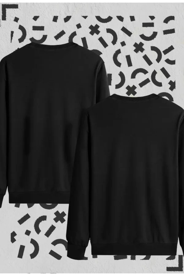 Tüy Baskılı Siyah Bisiklet Yaka Sweatshirt 2'li Set - M-alttext2