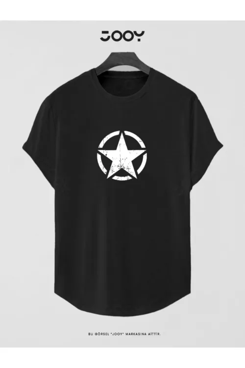 US Army Yıldız Baskılı Slim Fit Oval Kesim T-Shirt
