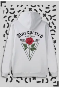 Unexpected Baskılı Beyaz Kapüşonlu Sweatshirt-alttext1