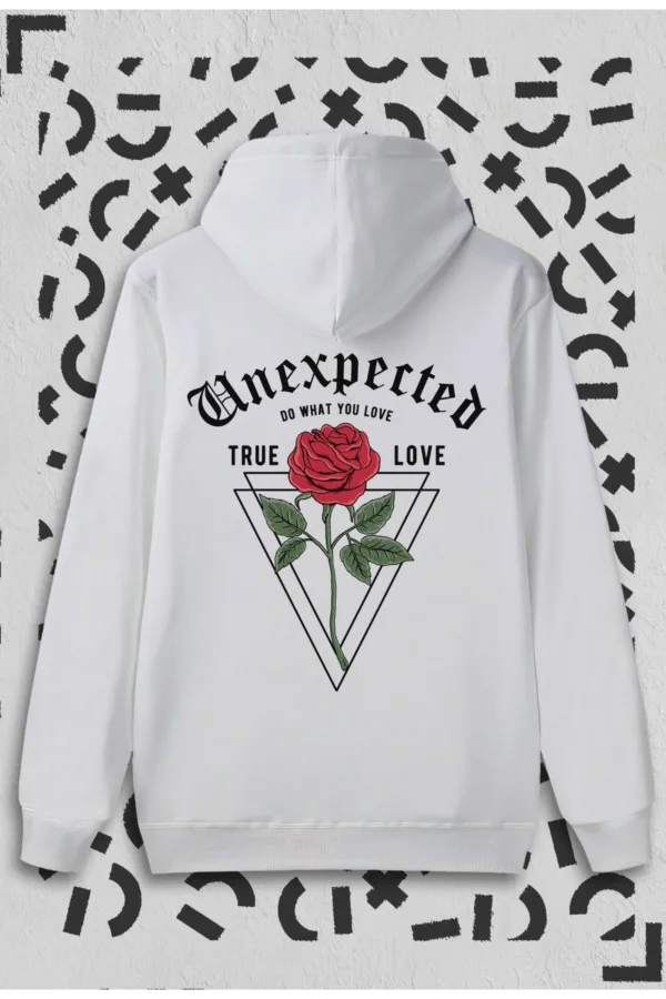 Unexpected Baskılı Beyaz Kapüşonlu Sweatshirt - L-alttext1