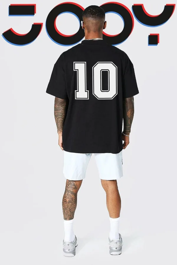 Unisex 10 Numara Tasarım Siyah Oversize Tshirt - S-alttext3