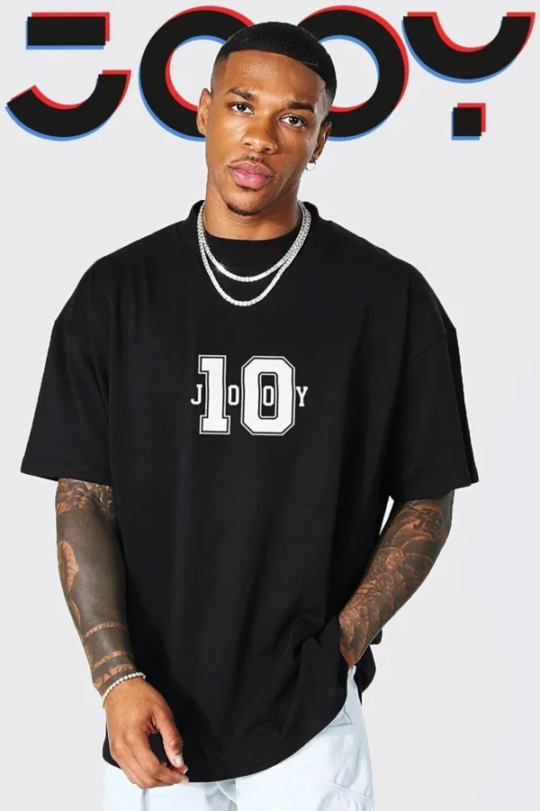 Unisex 10 Numara Tasarım Siyah Oversize Tshirt - S-alttext4