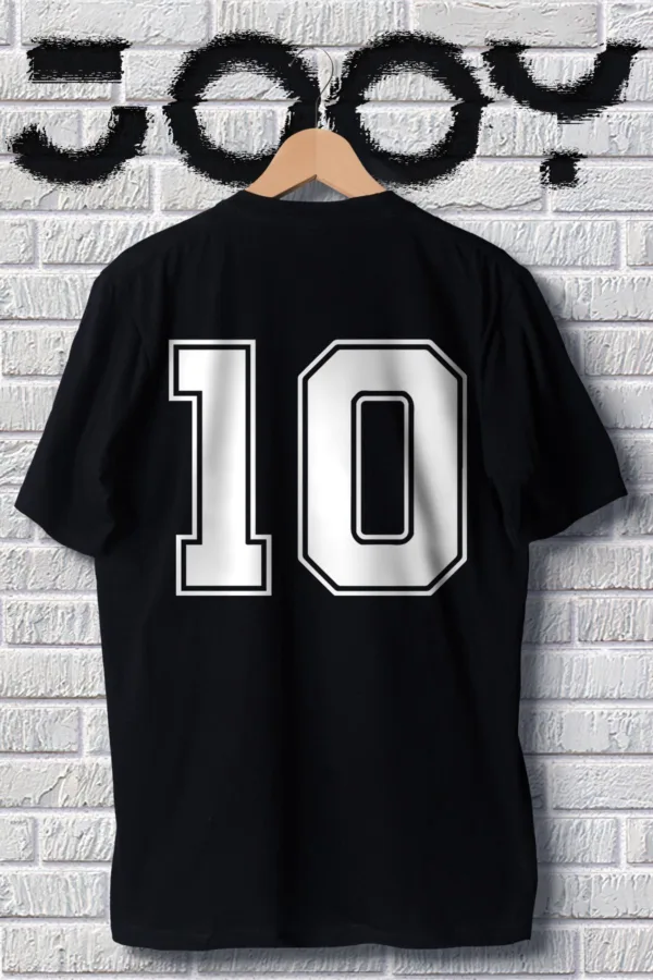 Unisex 10 Numara Tasarım Siyah Oversize Tshirt - S-alttext1