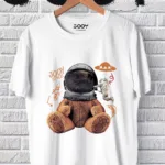 Unisex Beyaz Astronot Ayıcık Oversize Tshirt - L-alttext1