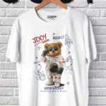 Unisex Beyaz Galaxy Bear Oversize Tshirt-alttext1