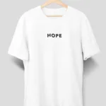 Unisex Beyaz Hope Yazı Baskılı Oversize T-shirt - S-alttext1