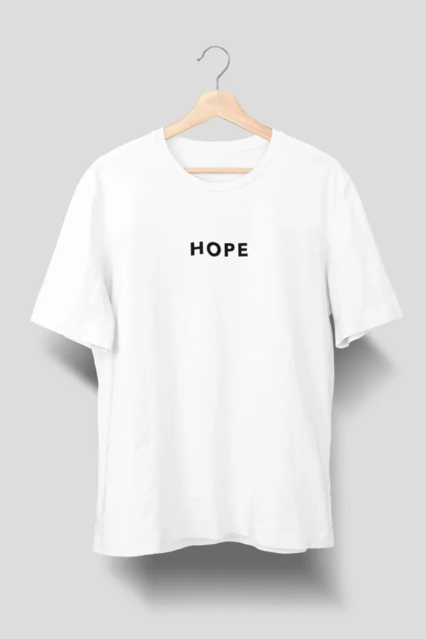 Unisex Beyaz Hope Yazı Baskılı Oversize T-shirt - S-alttext1