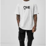 Unisex Beyaz One Baskılı Oversize T-shirt - M-alttext1