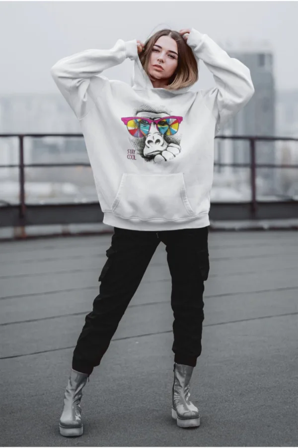 Unisex Beyaz Stay Cool Sweatshirt Hoodie - S-alttext2