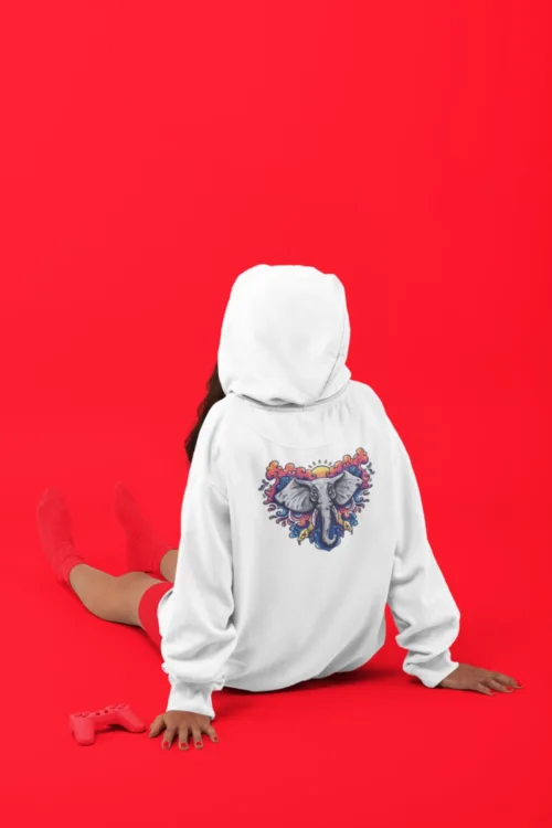 Unisex Beyaz Sun Cloud Elephant Sweatshirt Hoodie