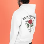 Unisex Beyaz Unexpected Rose Kapüşonlu Sweatshirt - M-alttext1