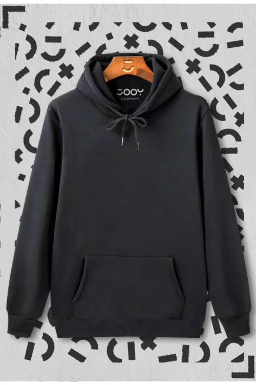 Unisex Düz Basic Kapüşonlu Sweatshirt Hoodie