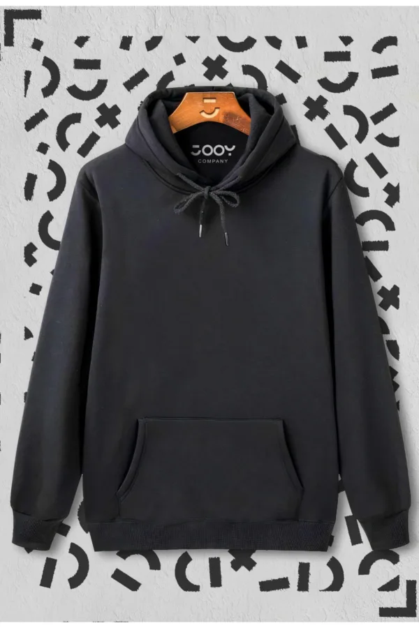 Unisex Düz Basic Kapüşonlu Sweatshirt Hoodie - L-alttext1