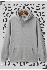 Unisex Düz Basic Kapüşonlu Sweatshirt Hoodie-alttext1
