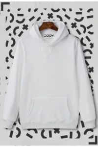 Unisex Düz Basic Kapüşonlu Sweatshirt Hoodie-alttext1