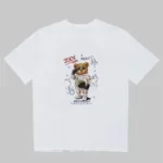 Unisex Galaxy Bear Baskılı Beyaz Oversize Tshirt - S-alttext1