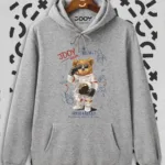 Unisex Gri Galaxy Bear Kapüşonlu Sweatshirt - L-alttext1