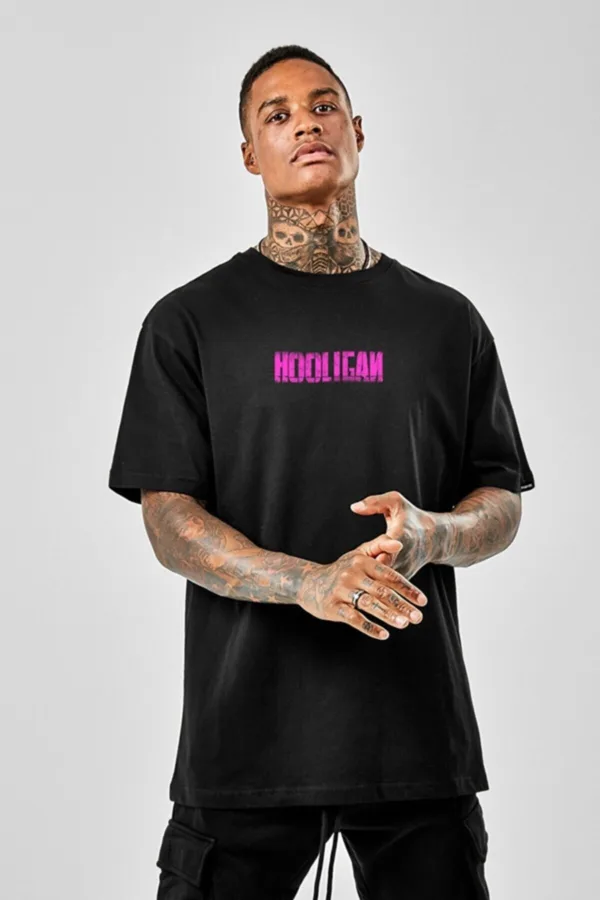 Unisex Holigan Sırt Baskılı Oversize Siyah Tshirt - XL-alttext2
