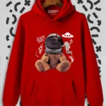 Unisex Kırmızı Astronot Ayıcık Baskılı Sweatshirt - S-alttext1