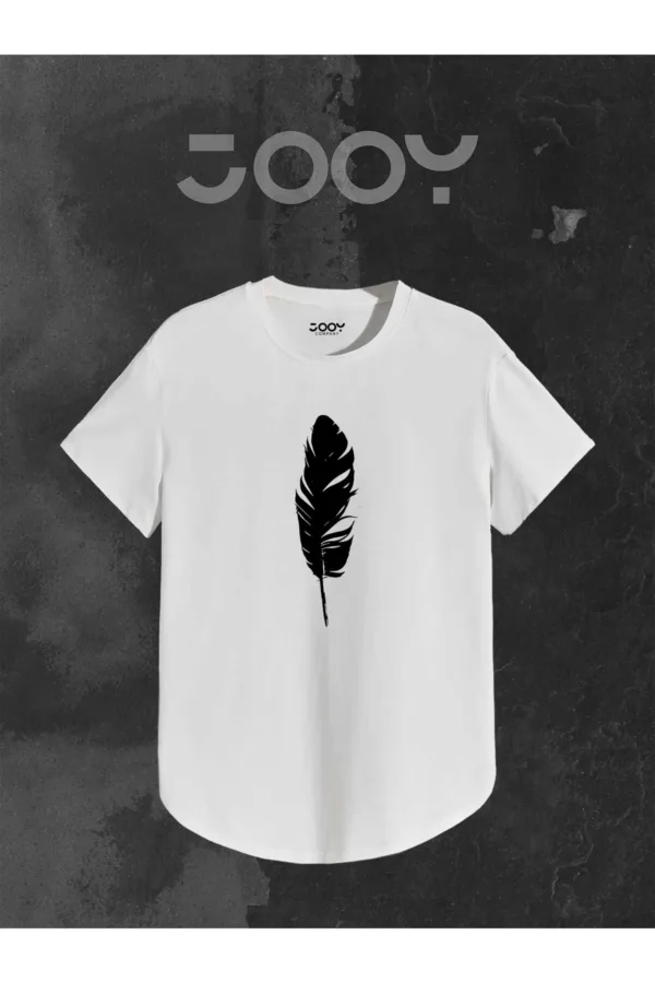 Unisex Kırmızı Beyaz Oval Kesim Tüy Tasarım Tshirt İkili Set - S-alttext2