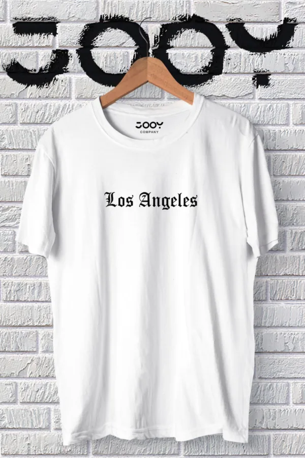 Unisex Los Angeles Yazılı Beyaz Oversize Tshirt - M-alttext2