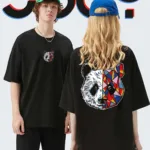 Unisex Sevgili Kombini Tokyo Panda Oversize Siyah Tshirt 2'li Set-alttext1