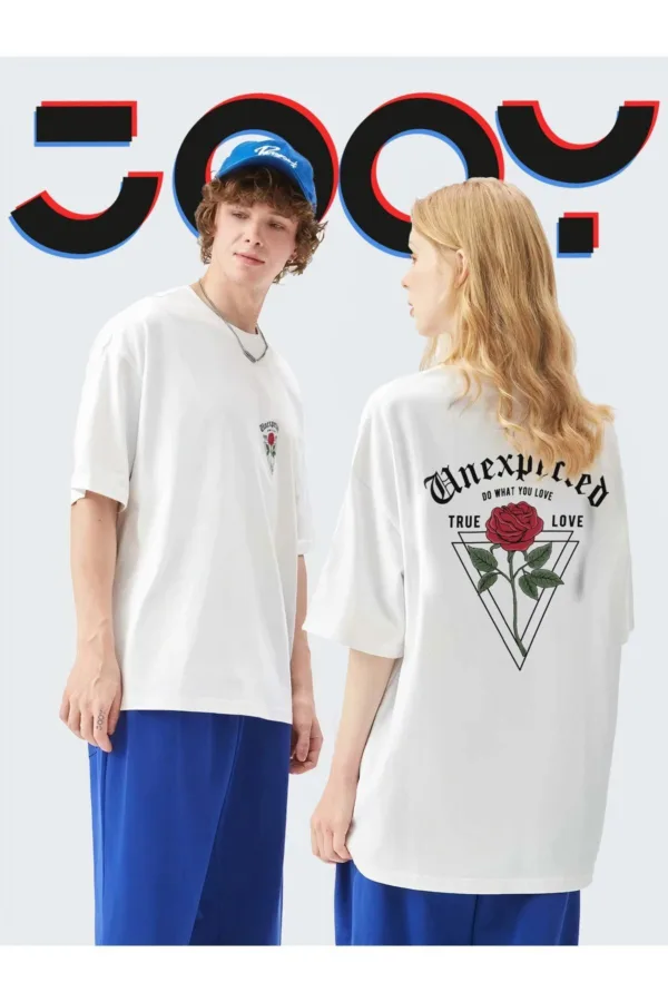 Unisex Sevgili Kombini Unexpected Oversize Beyaz Tshirt - S/M-alttext1