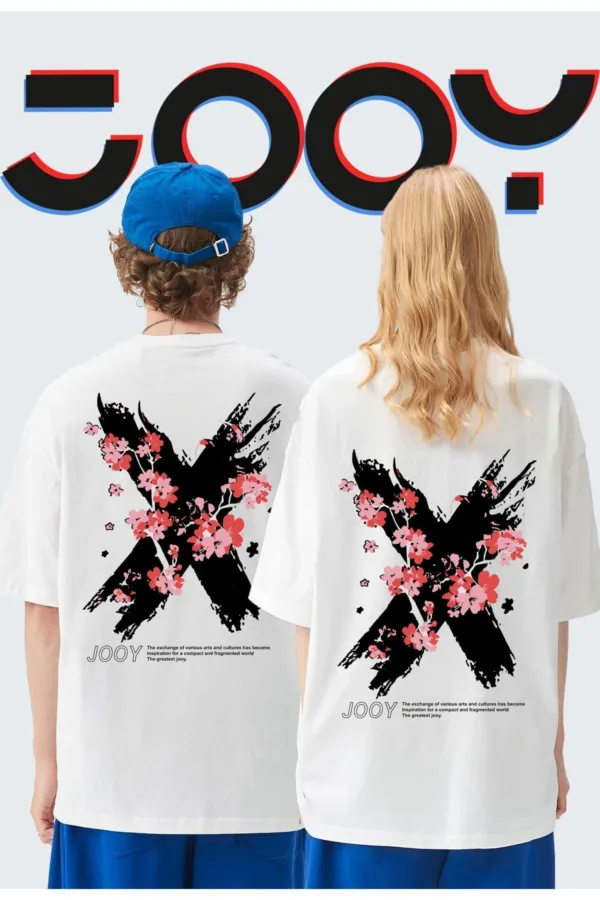 Unisex Sevgili Kombini X Flowers Beyaz Oversize Tshirt 2'li Set - XL/S-alttext1