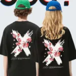 Unisex Sevgili Kombini X Flowers Siyah Oversize Tshirt 2'li Set-alttext1