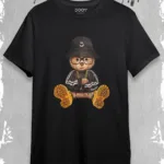 Unisex Siyah Ayıcık Baskılı Oversize Tshirt - L-alttext1