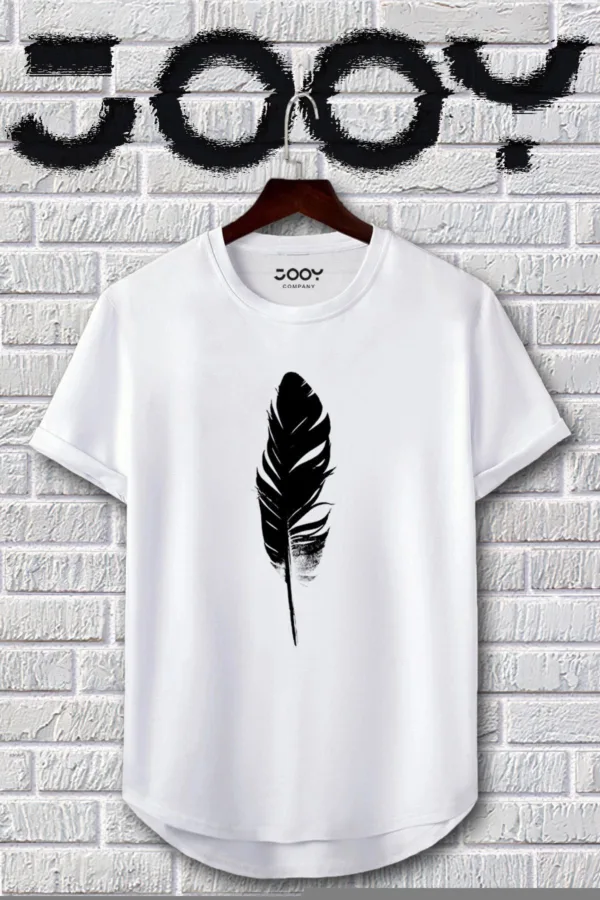 Unisex Siyah Beyaz Oval Kesim Tüy Tasarım Tshirt Ikili Set - XL-alttext3