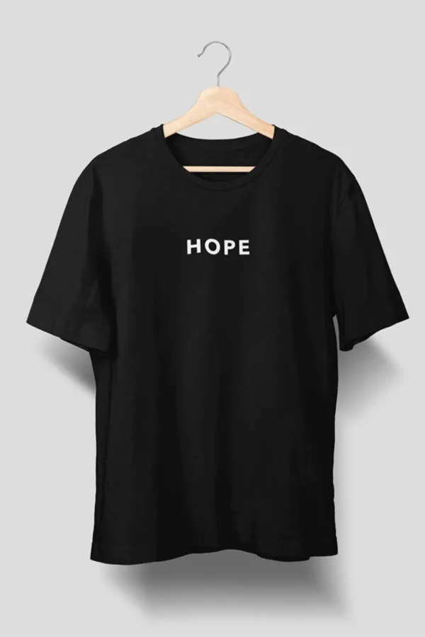 Unisex Siyah Hope Yazı Baskılı Oversize T-shirt - XL-alttext1