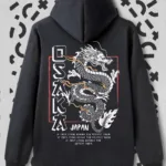 Unisex Siyah Osaka Baskılı Kapüşonlu Sweatshirt - XL-alttext1