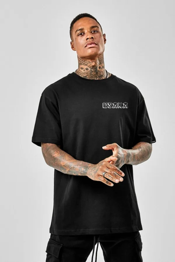 Unisex Siyah Osaka Japan Baskılı Oversize Tshirt - XL-alttext2