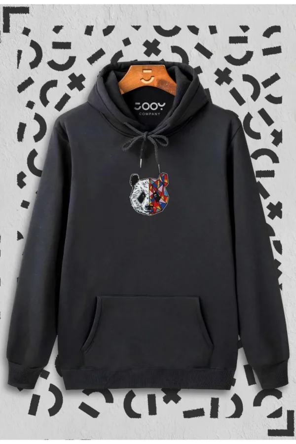 Unisex Siyah Tokyo Panda Kapüşonlu Sweatshirt - M-alttext2