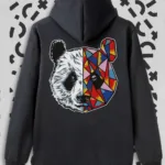 Unisex Siyah Tokyo Panda Kapüşonlu Sweatshirt - M-alttext1
