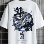 Unisex Snake Sırt Baskılı Oversize Beyaz Tshirt - M-alttext1