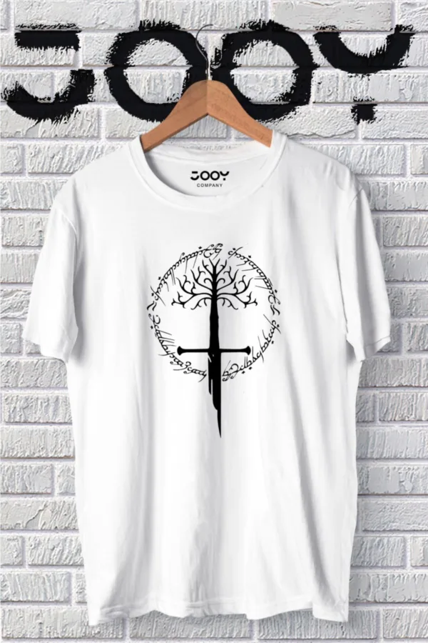 Unisex Yüzüklerin Efendisi Beyaz Oversize T-shirt - L-alttext1