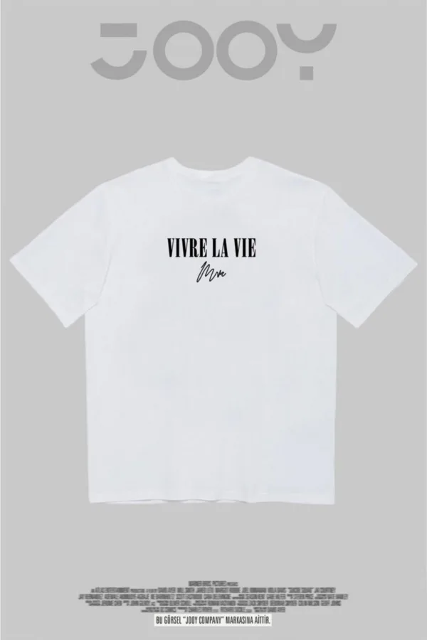 Vivre La Vie Baskılı Beyaz Oversize Tshirt - XL-alttext4