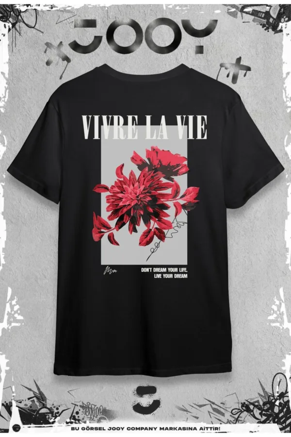 Vivre La Vie Sevgili Çift Kombini Siyah Oversize Tshirt 2'li Set - L-alttext4