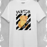 Watch Your Back Tasarım Beyaz Oversize Tshirt-alttext1